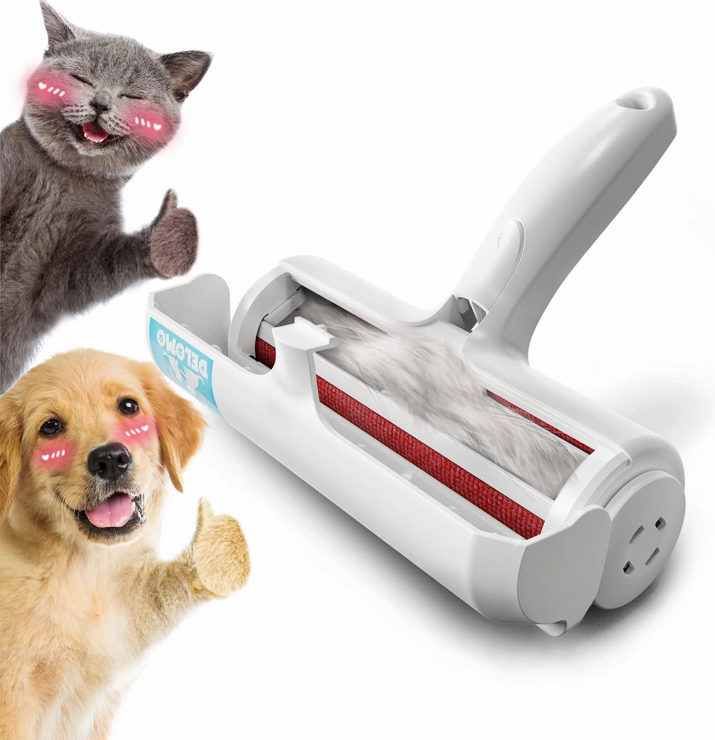 Pet Hair Remover - Lint Roller for Pet Hair - Cat and Dog Hair Remover for Couch, Furniture, Carpet, Car Seat, Reusable Pet Hair Roller W/Self-Cleaning Base - Upgraded Animal Fur Removal Tool