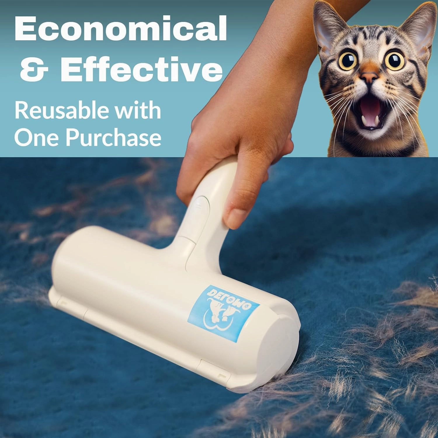 Pet Hair Remover - Lint Roller for Pet Hair - Cat and Dog Hair Remover for Couch, Furniture, Carpet, Car Seat, Reusable Pet Hair Roller W/Self-Cleaning Base - Upgraded Animal Fur Removal Tool