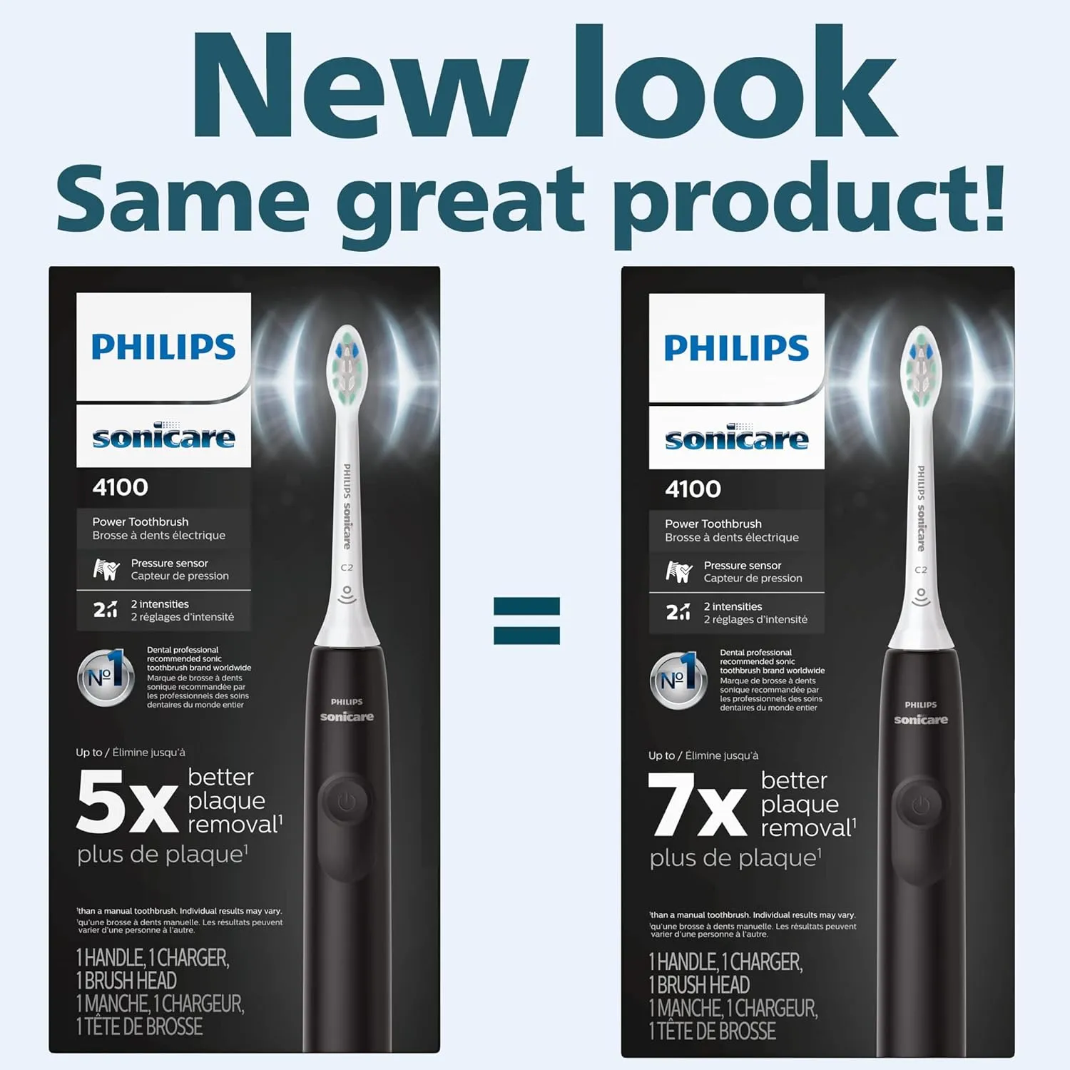 Philips Sonicare Cordless Power Flosser 3000 - Black & 4100 Power Toothbrush, Rechargeable Electric Toothbrush with Pressure Sensor, Black