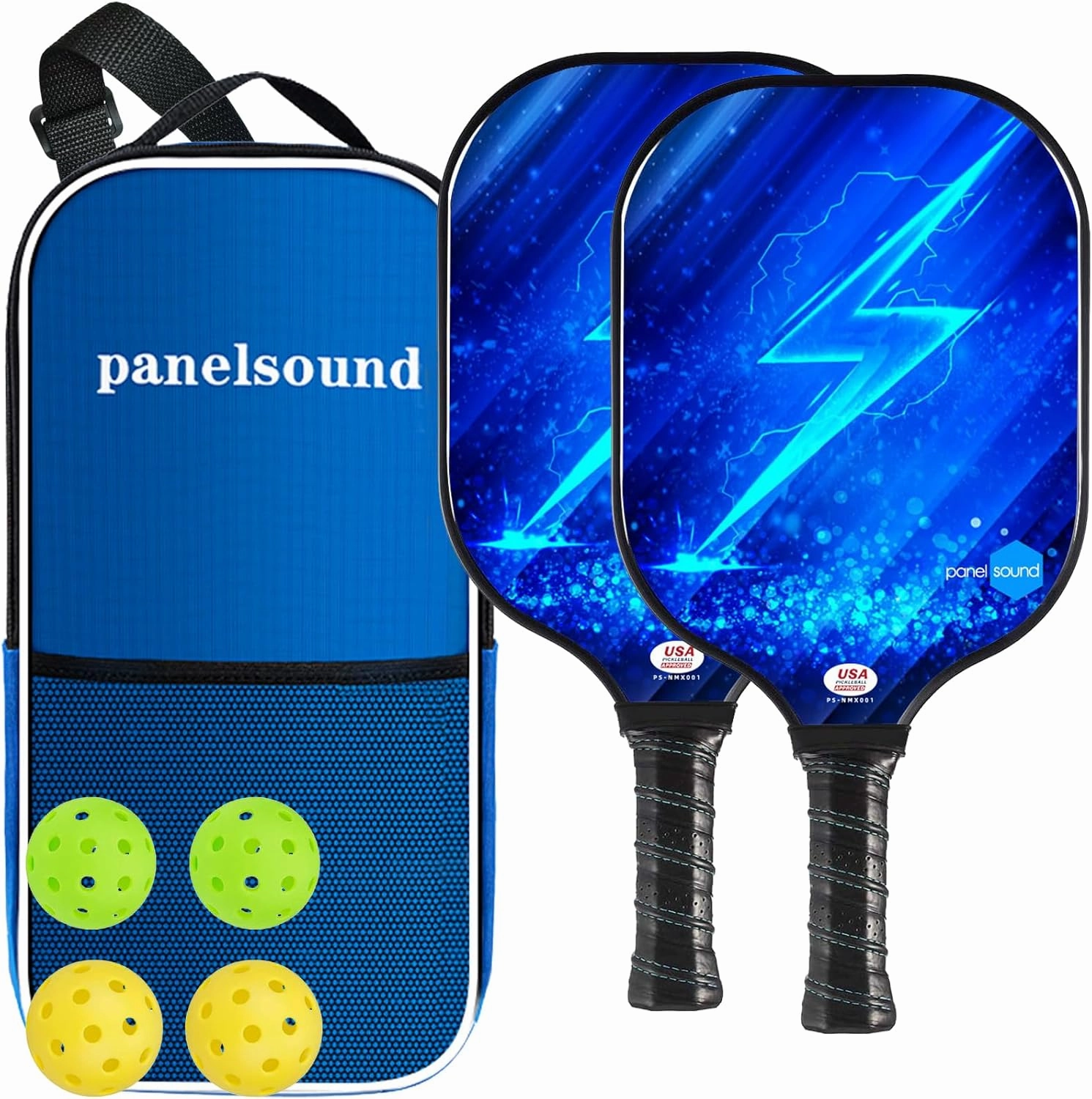 Pickleball Paddles Set of 2, Lightweight USAPA Approved Fiberglass Pickleball Set of 2 with Outdoor Pickleballs