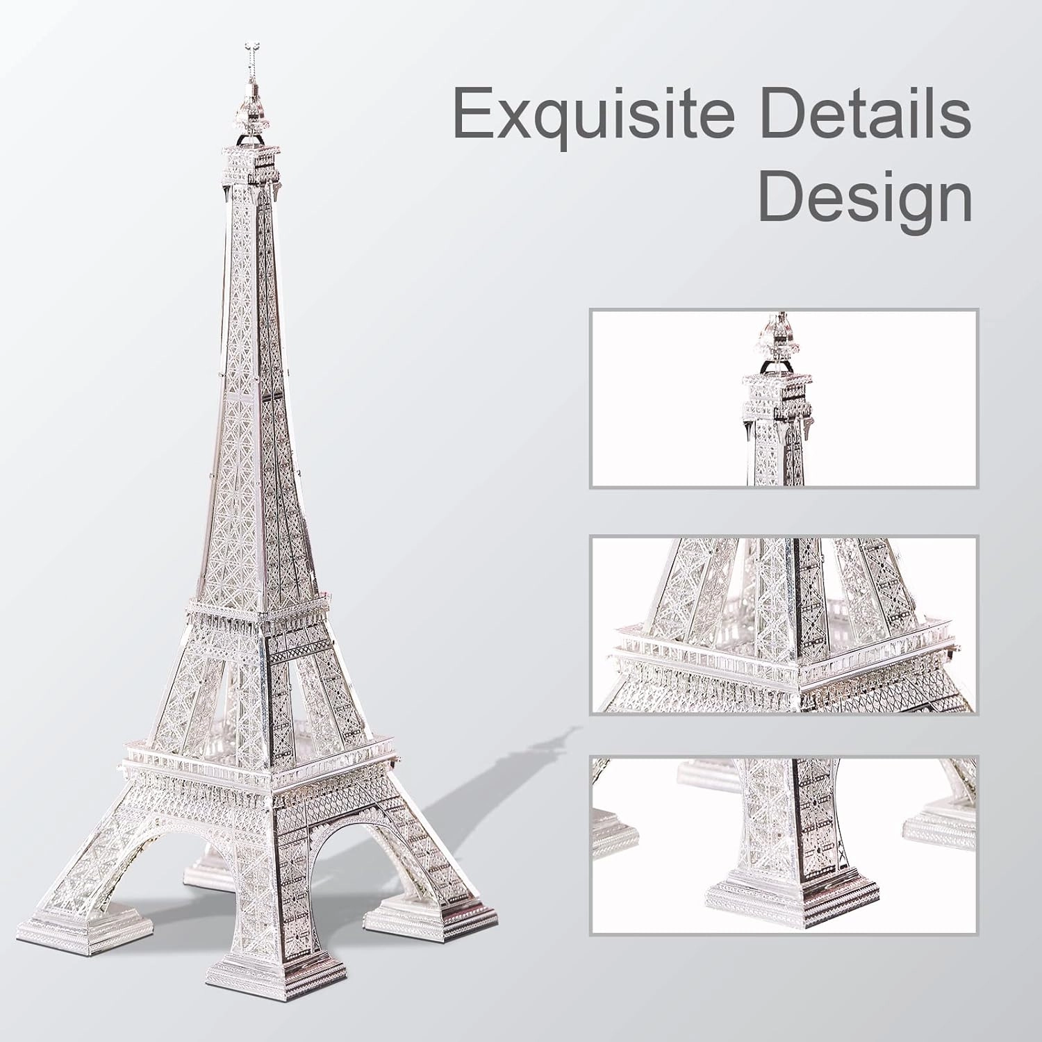 Piececool 3D Metal Model Puzzles for Adults, Upgraded Eiffel Tower Architecture 3D Metal Models Building Kits, Creative Home Decor DIY Crafts for Famliy Time