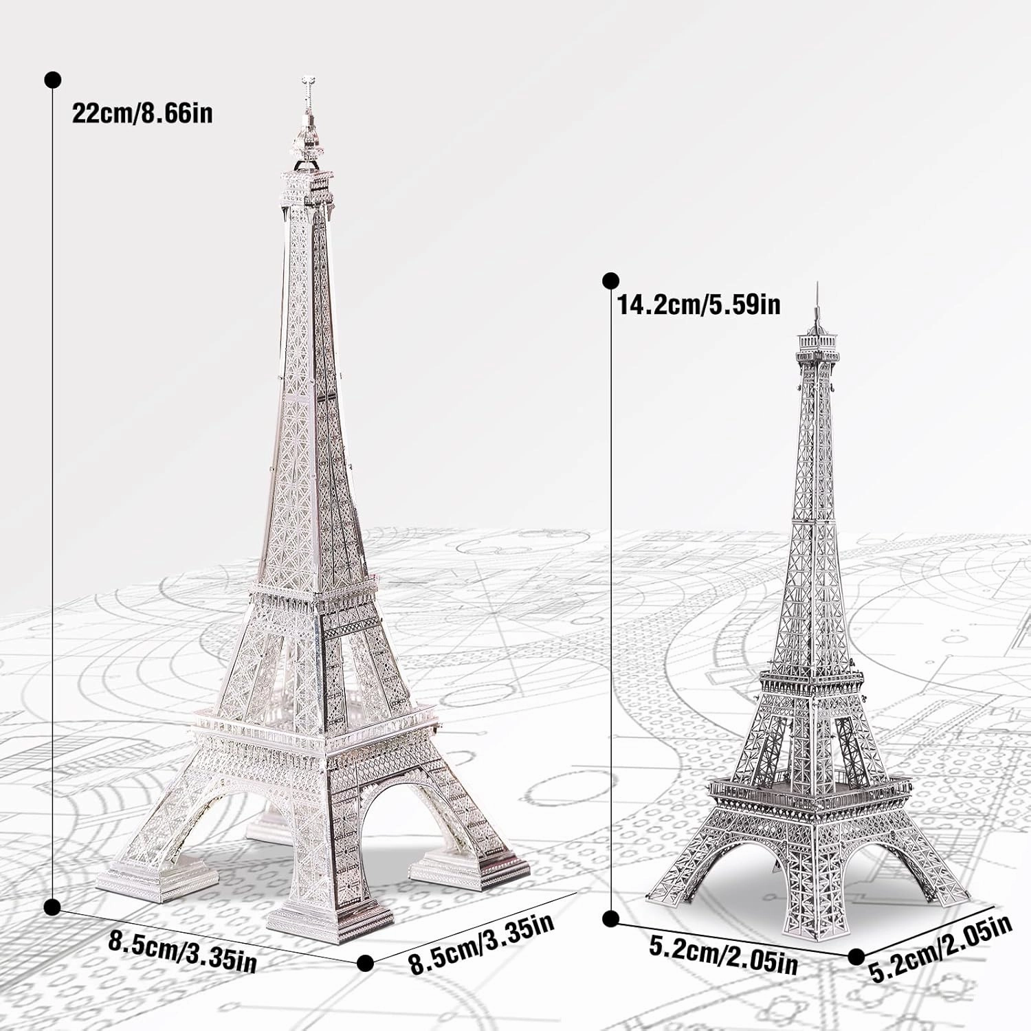 Piececool 3D Metal Model Puzzles for Adults, Upgraded Eiffel Tower Architecture 3D Metal Models Building Kits, Creative Home Decor DIY Crafts for Famliy Time