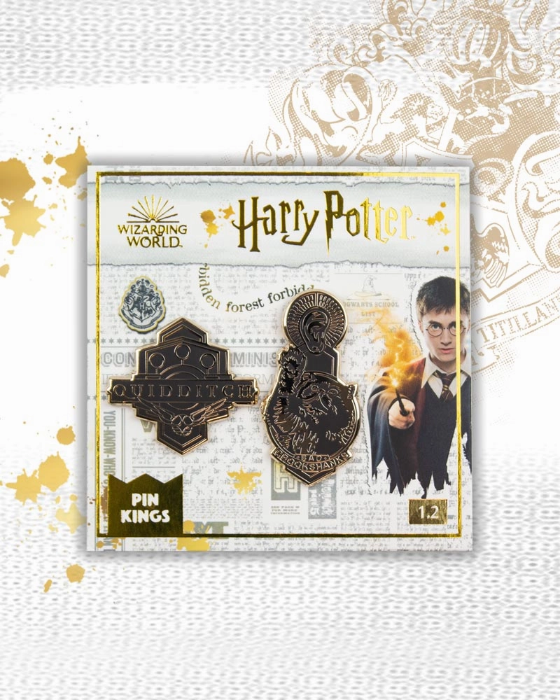 Pin Kings Official Harry Potter Enamel Pin Badge Set 1.2 - Quidditch & Crookshanks