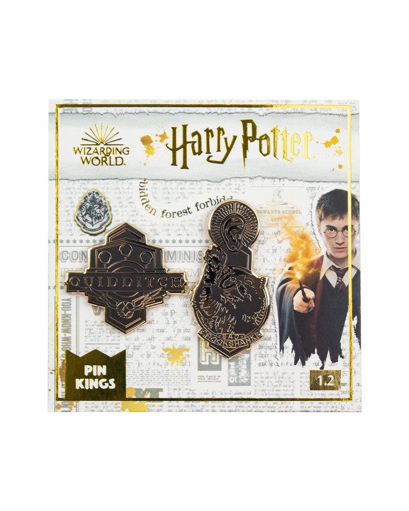 Pin Kings Official Harry Potter Enamel Pin Badge Set 1.2 - Quidditch & Crookshanks
