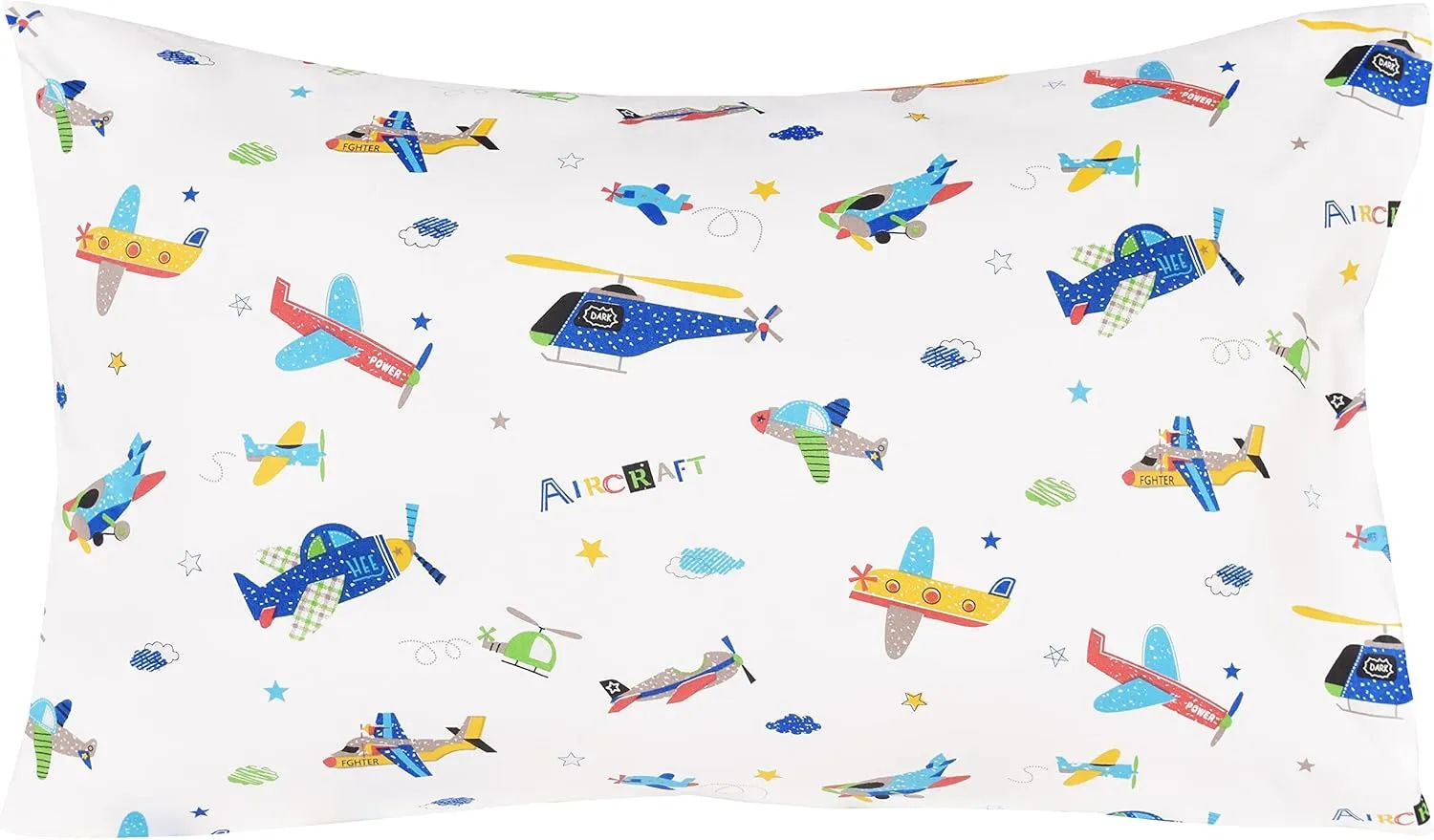 Plane Airplane Aircraft Helicopter Cartoon Twin Sheet Set Bedroom Decoration Gift 100% Cotton Flat Sheet   Fitted Sheet   Pillowcase Bedding Set for Unisex Boys Girls (Airplane, Twin)