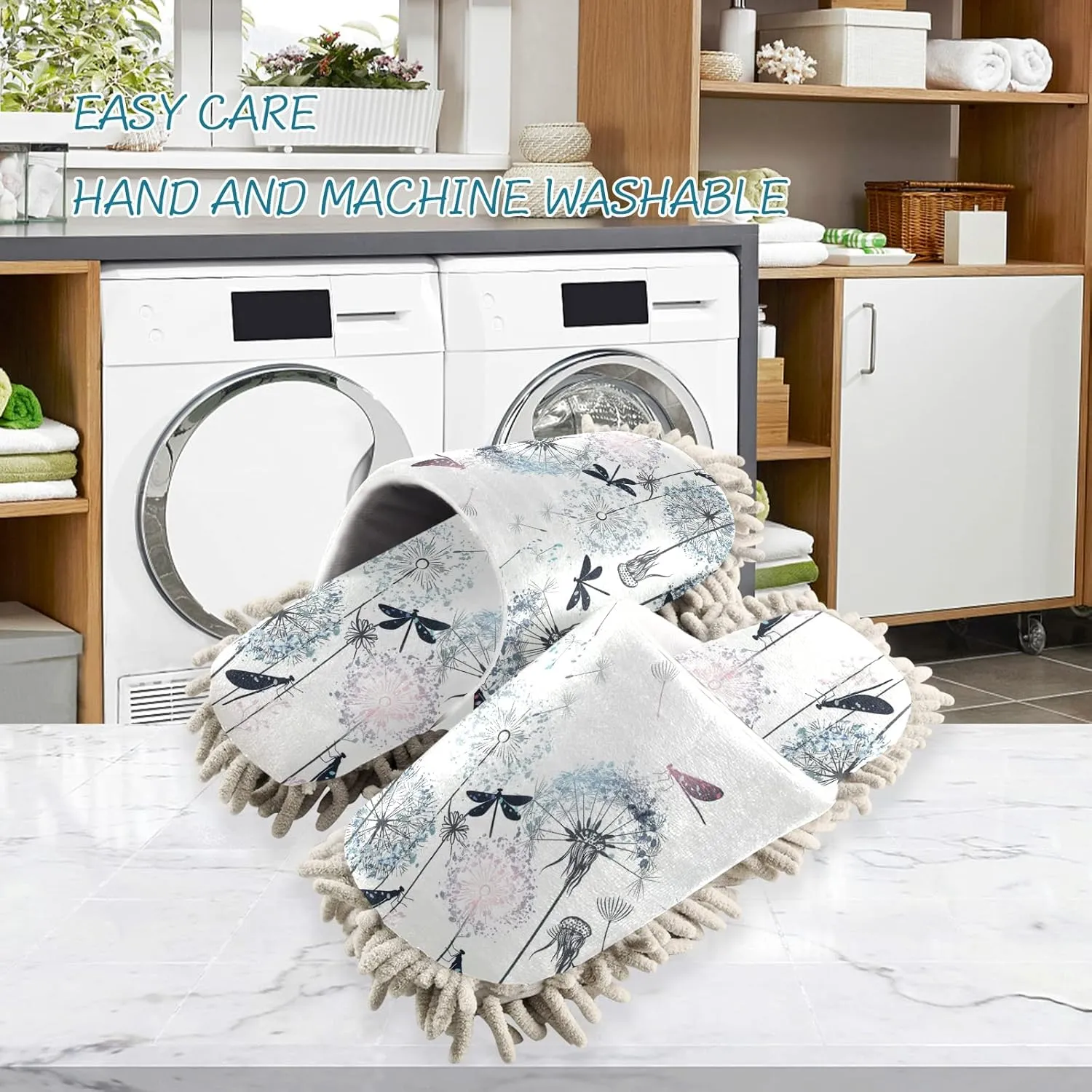 Poeticcity Mop Slippers Shoes, Unisex Cleaning House Slippers Spa Dusting Slippers M-L