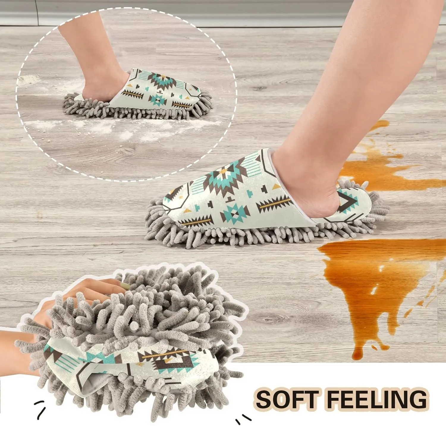 Poeticcity Mop Slippers Shoes, Unisex Cleaning House Slippers Spa Dusting Slippers M-L