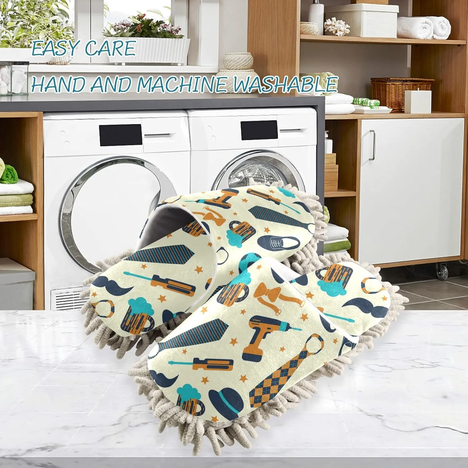 Poeticcity Mop Slippers Shoes, Unisex Cleaning House Slippers Spa Dusting Slippers M-L