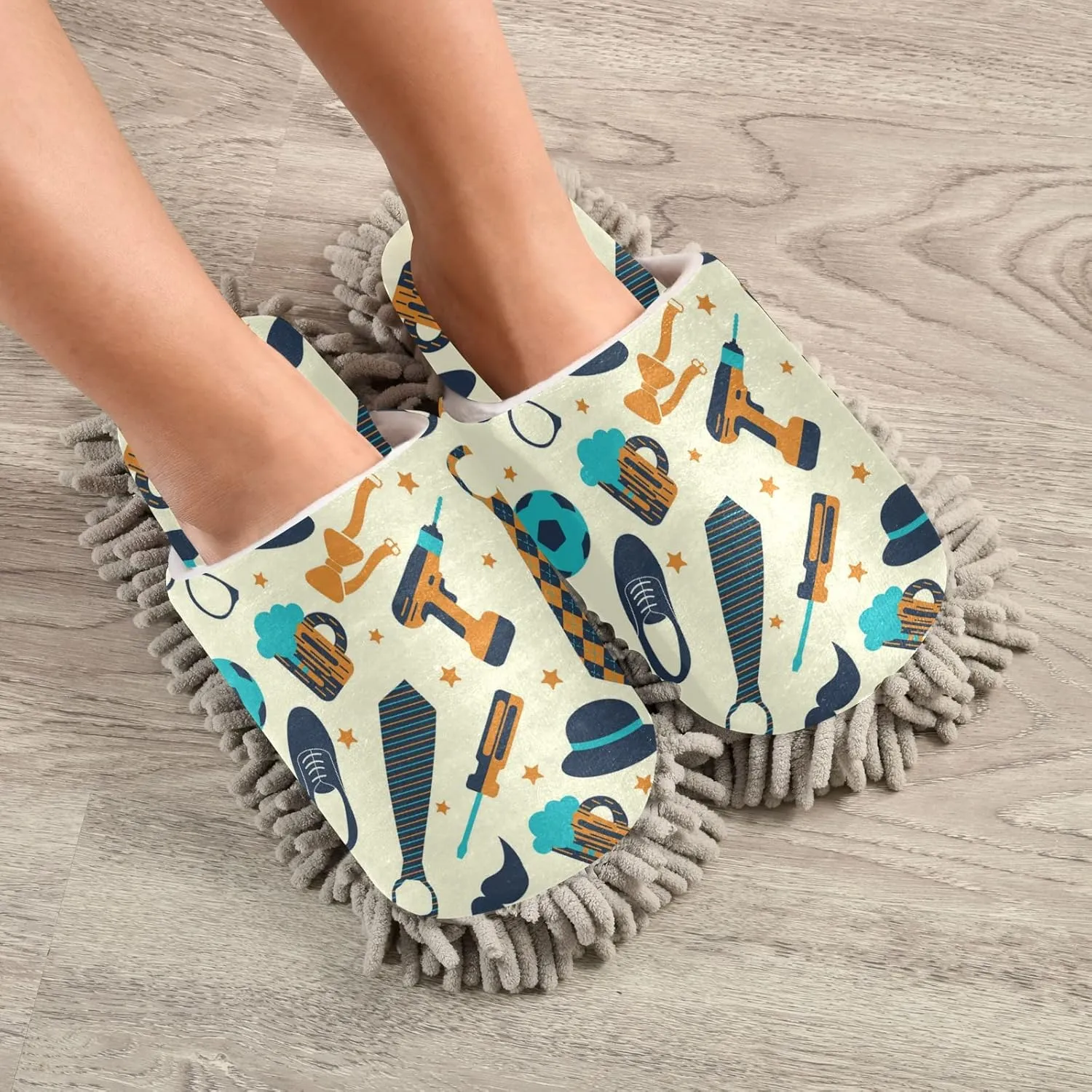 Poeticcity Mop Slippers Shoes, Unisex Cleaning House Slippers Spa Dusting Slippers M-L