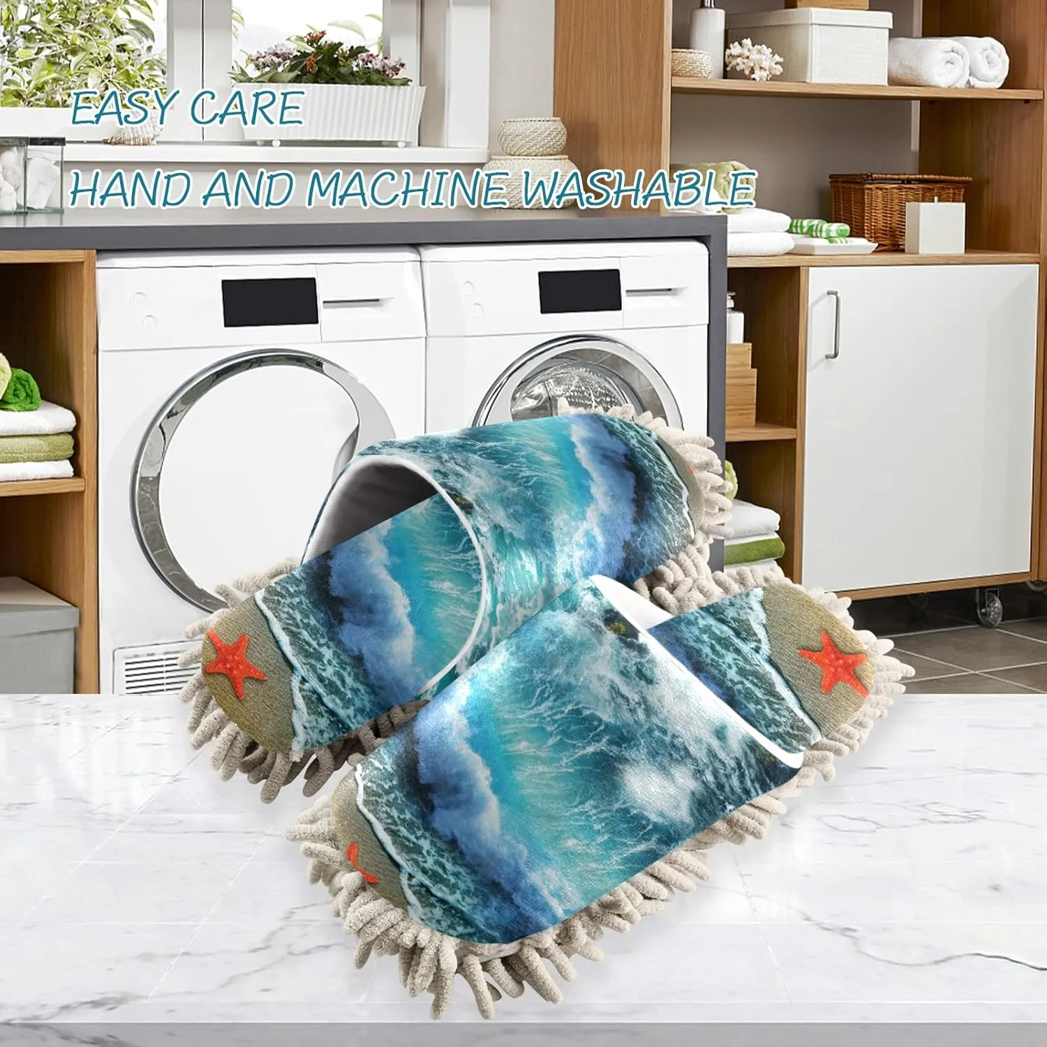 Poeticcity Mop Slippers Shoes, Unisex Cleaning House Slippers Spa Dusting Slippers M-L