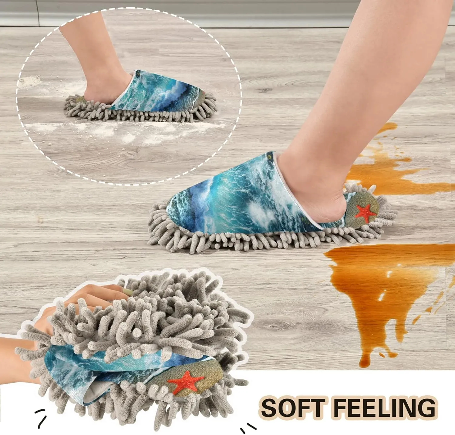 Poeticcity Mop Slippers Shoes, Unisex Cleaning House Slippers Spa Dusting Slippers M-L