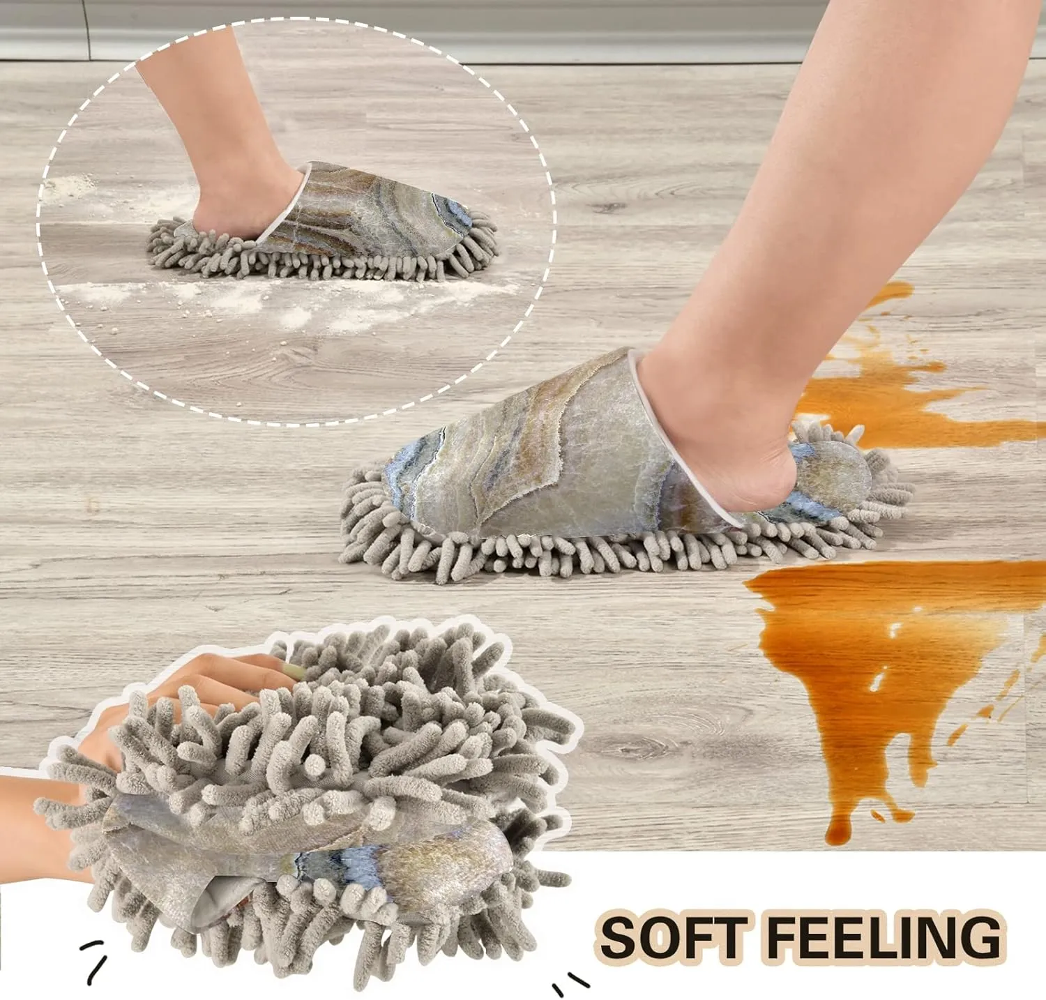 Poeticcity Mop Slippers Shoes, Unisex Cleaning House Slippers Spa Dusting Slippers M-L