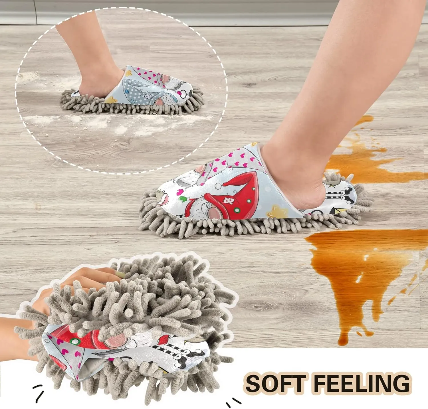 Poeticcity Mop Slippers Shoes, Unisex Cleaning House Slippers Spa Dusting Slippers M-L