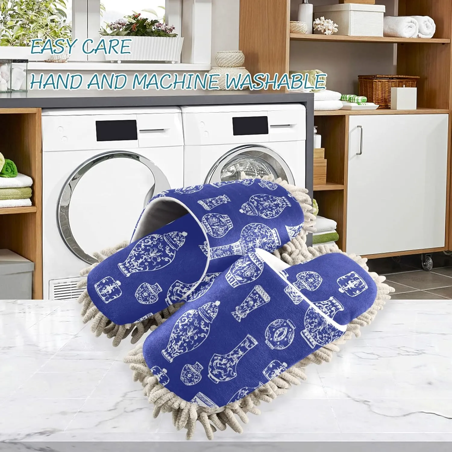 Poeticcity Mop Slippers Shoes, Unisex Cleaning House Slippers Spa Dusting Slippers M-L