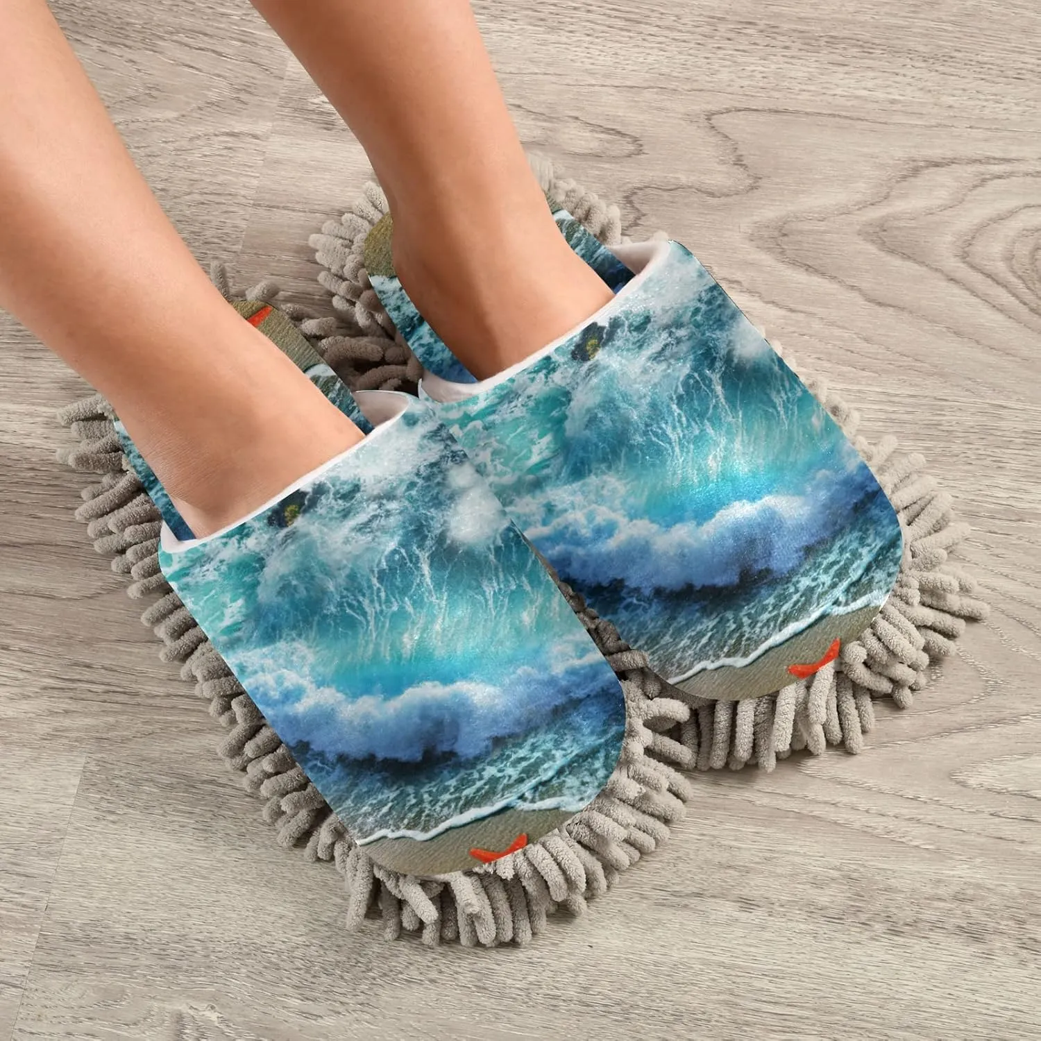 Poeticcity Mop Slippers Shoes, Unisex Cleaning House Slippers Spa Dusting Slippers M-L