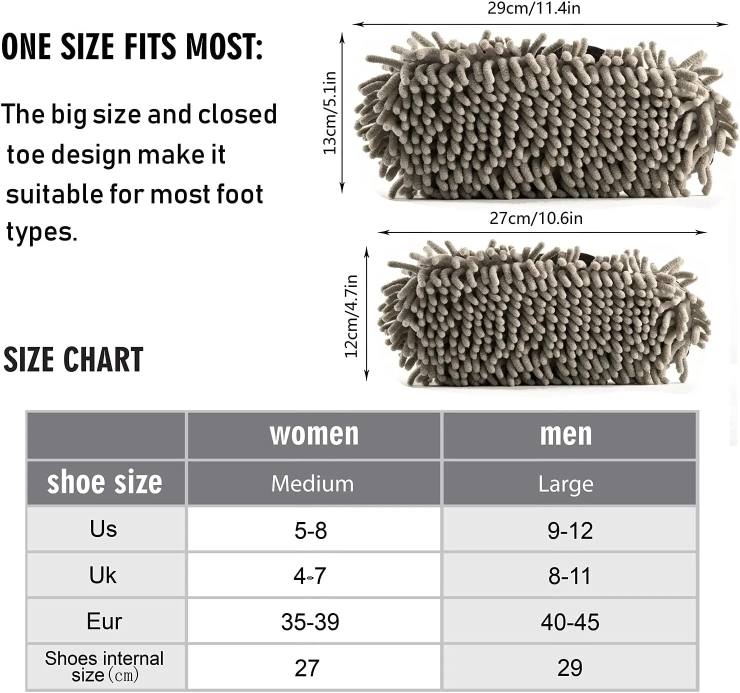 Poeticcity Mop Slippers Shoes, Unisex Cleaning House Slippers Spa Dusting Slippers M-L