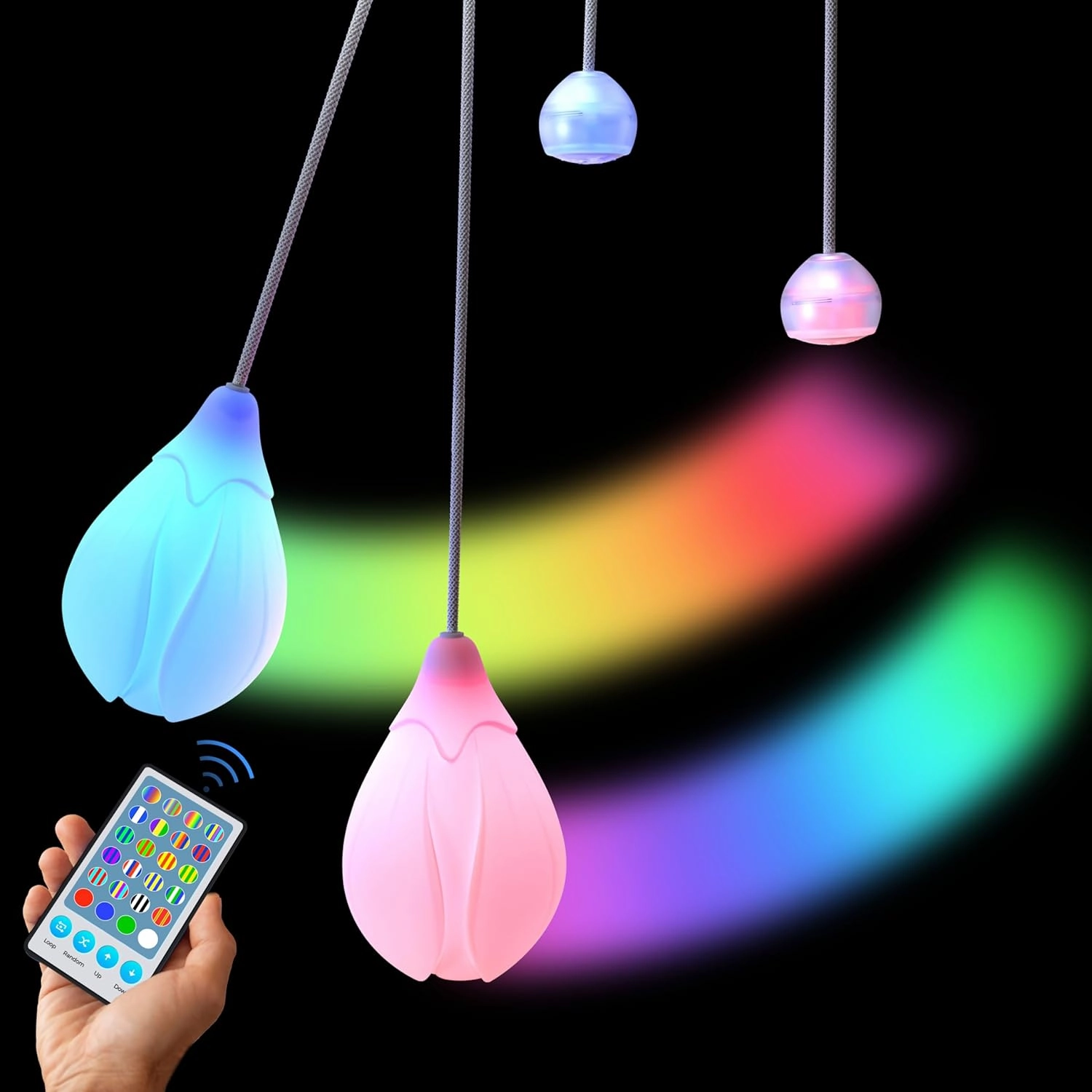 POITOI LED Poi Balls Rechargeable with 34 Vibrant Color Light Modes & LED poi Handles Soft Durable, Adjustable Thicker Ropes - Great Poi for Beginners and Professionals