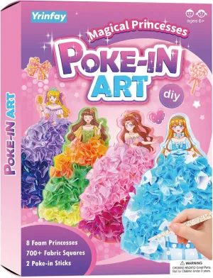 Poke-in Art and Crafts kit for Kids, DIY 8 Magical Princesses & 6 Accessories, Pretty Princess Game Toys for Girl 6-8 8-12, Gifts for Boys & Girls Ages 6 7 8 9 10 11 12 Years Old