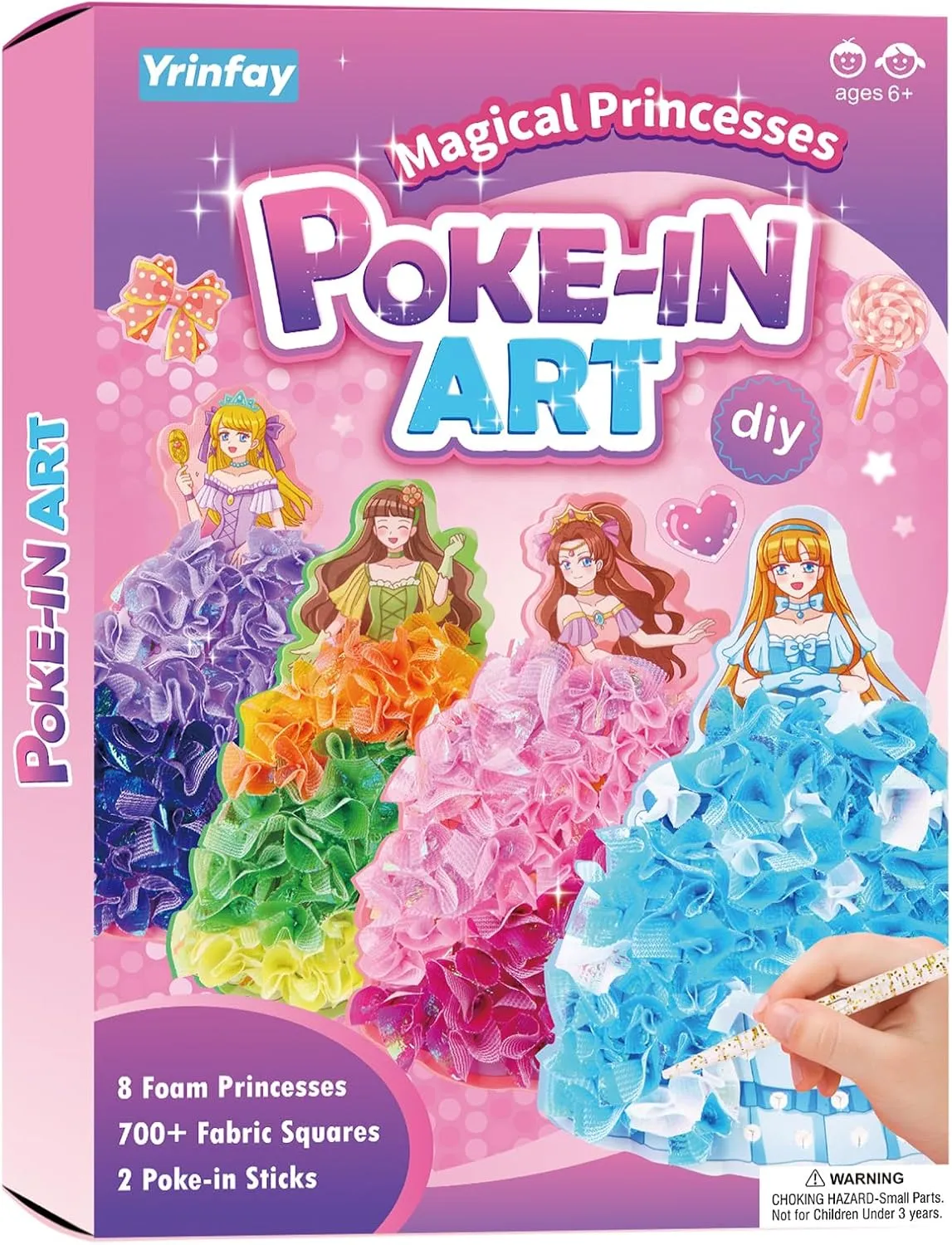 Poke-in Art and Crafts kit for Kids, DIY 8 Magical Princesses & 6 Accessories, Pretty Princess Game Toys for Girl 6-8 8-12, Gifts for Boys & Girls Ages 6 7 8 9 10 11 12 Years Old