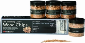 PolyScience The Smoking Gun Woodchips, Mesquite, Hickory, Applewood and Cherrywood, Set of 4