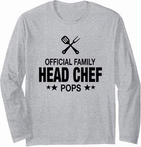 Pops Official Family Head Chef - Funny Cooking Pops Long Sleeve T-Shirt