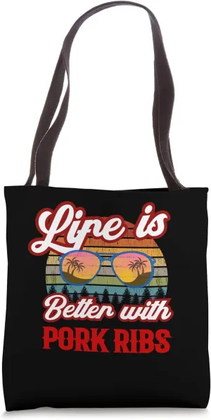 Pork Rib Retro Sunset / Life is Better With Pork Ribs! Tote Bag