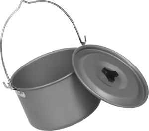 Portable Camping Pot Set Cast Iron Cooking Pot Lid for Outdoor Cooking Campfire Hiking