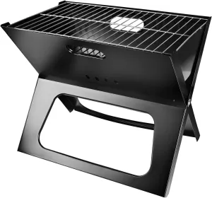 Portable Charcoal Barbecue Grill, Outdoor Foldable BBQ Grill Cooker, for Small Outdoor Barbecue Cooking Camping, Backyard, Patio and Parties (Black)