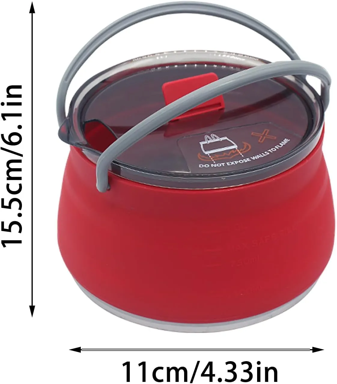 Portable Foldable Camping Cooking Pots, Backpacking Silicone Stove with Lid, Lightweight Camping Cookware for Indoor Home Kitchen Outdoor Travel Outdoor Hiking Camping (Khaki)