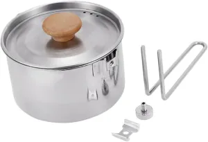 Portable Outdoor Kettle Stainless Steel Camping Cookware Pot for Soup and Design for Picnic and Hiking Durable and Non Slip Base