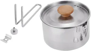 Portable Outdoor Stainless Steel Cooking Pot Camping Kettle Non-Slip Bottom for Easy Carrying Storage for Hiking Fishing and Outdoor Cooking