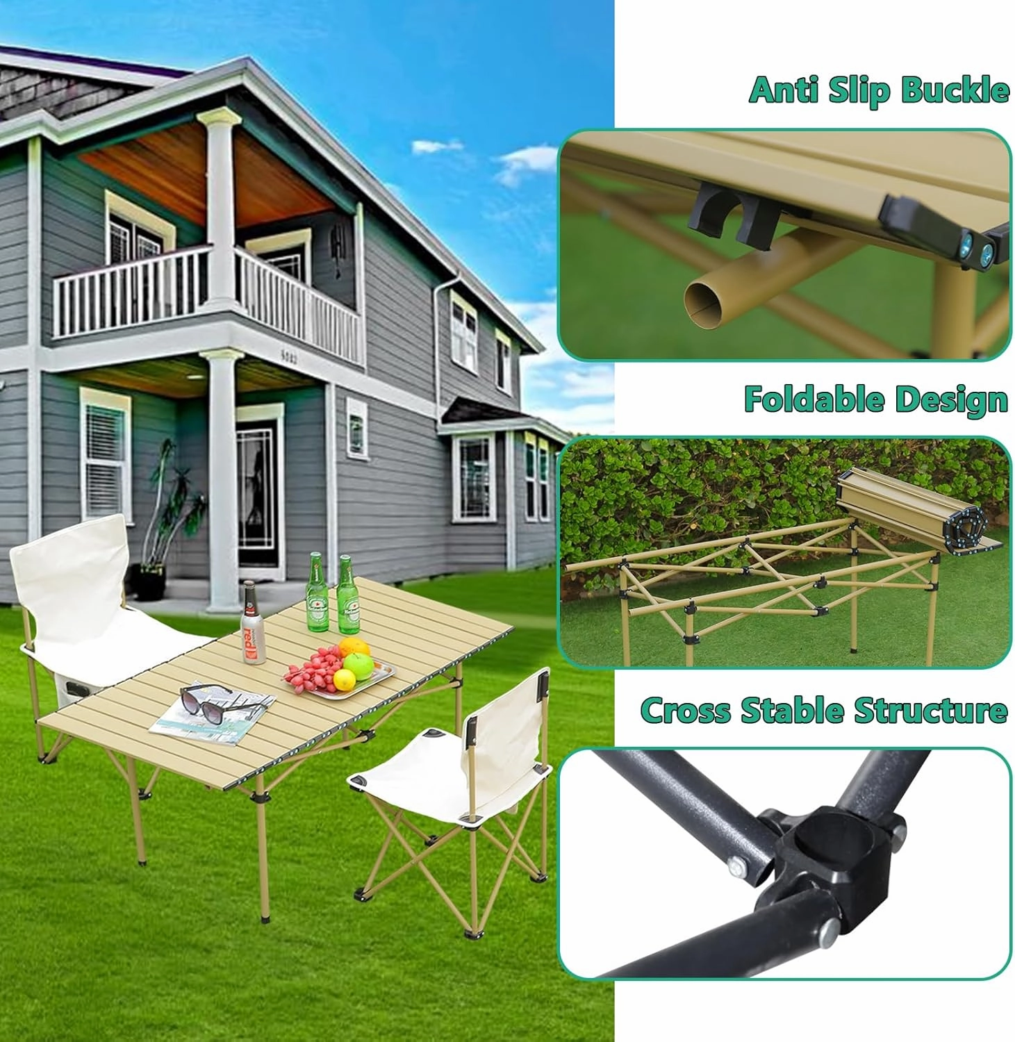 Portable Camping Side Table, Lightweight Aluminum Folding Tables with Carry Bag, Ideal for Picnic, BBQ, Cooking, and Outdoor Adventures Black 50×53×50cm/19.7×20.9×19.7in