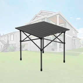Portable Camping Side Table, Lightweight Aluminum Folding Tables with Carry Bag, Ideal for Picnic, BBQ, Cooking, and Outdoor Adventures Black 50×53×50cm/19.7×20.9×19.7in
