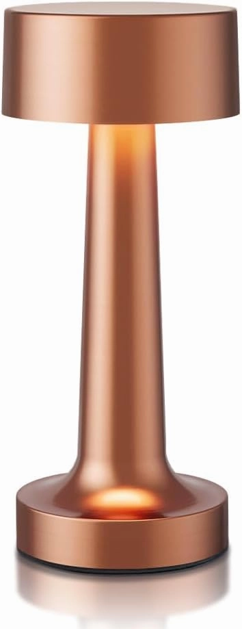 Portable LED Table Lamp, 3-Levels Brightness Metal Desk Lamp,3 Color Touch Control Rechargeable Lamp, Ideal Bedside lamp for Nightstand,Bedroom, Living Room（Rose Gold）