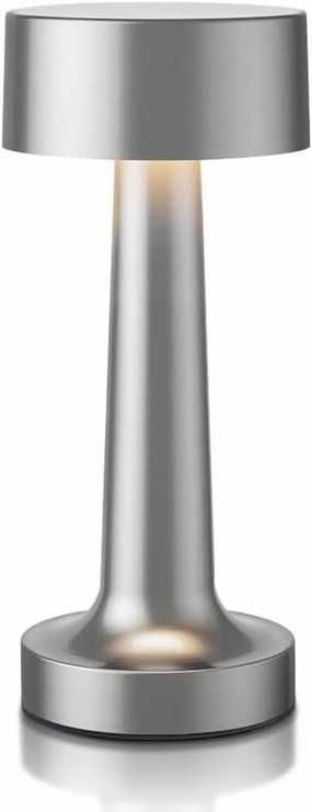 Portable LED Table Lamp, 3-Levels Brightness Metal Desk Lamp,3 Color Touch Control Rechargeable lamp, Ideal Bedside Lamp for Nightstand,Bedroom, Living Room (Silver)