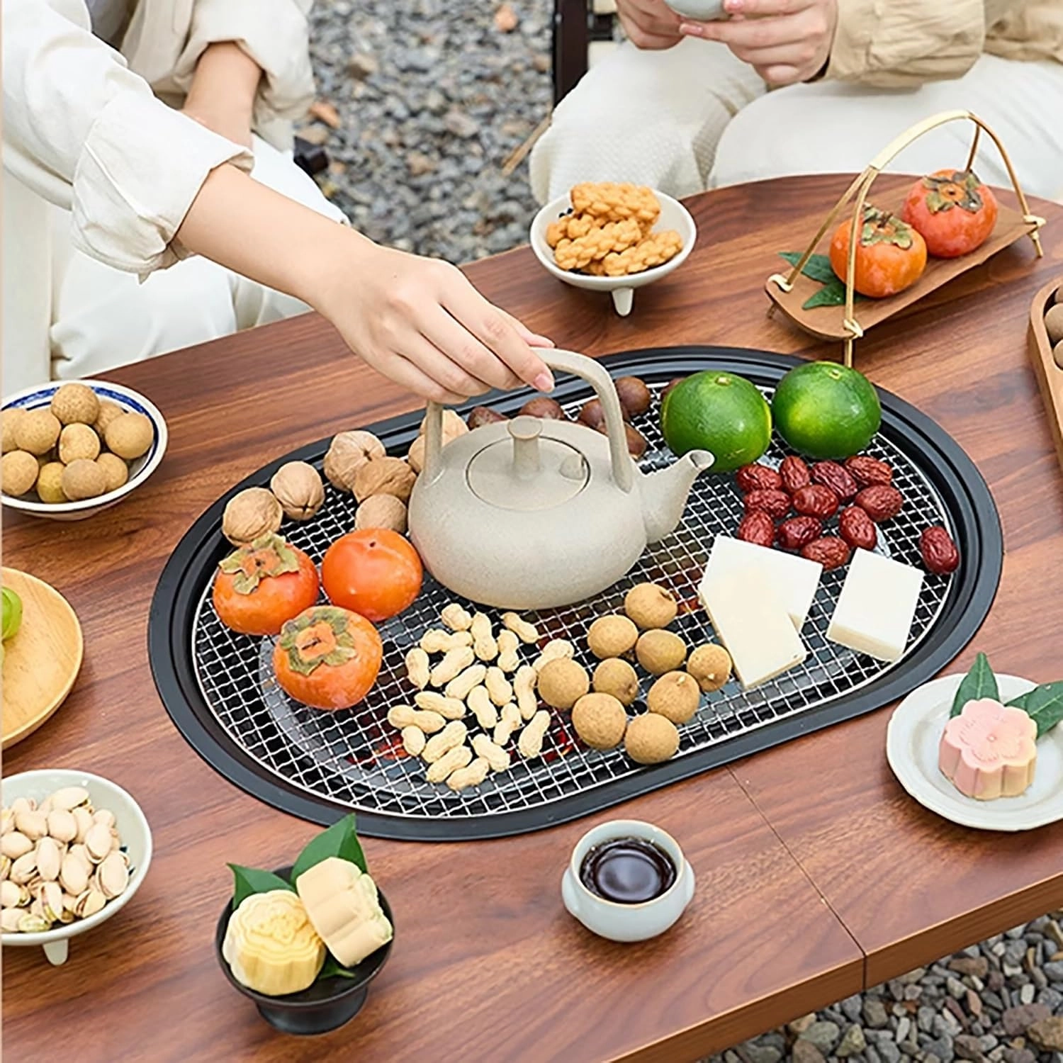 Portable Outdoor Folding Table Picnic Barbecue Grill Table Wooden Desktop Lightweight & Portable Easy to Assemble with Storage Carrying Bag for BBQ, Grill, Party, Picnics(96cm/37.8in)