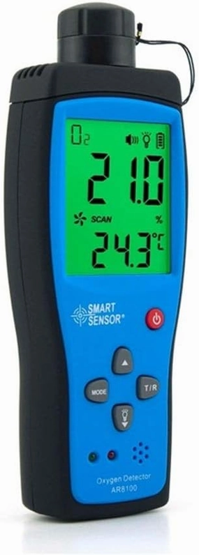 Portable Oxygen Gas Detector 0~25%vol LCD Backlight Rechargeable Battery Powered Alarm Digital Handheld O2 Gas Monitor Analyzer Tester Sensor
