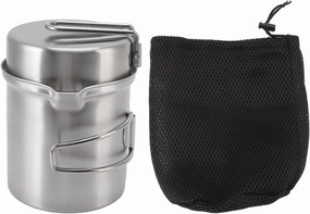 Portable Windproof Wood Stove Cooking Pot Set, Stainless Steel Material, Temperature, Foldable and to Carry for Outdoor Camping Hiking RV Travel Cooking