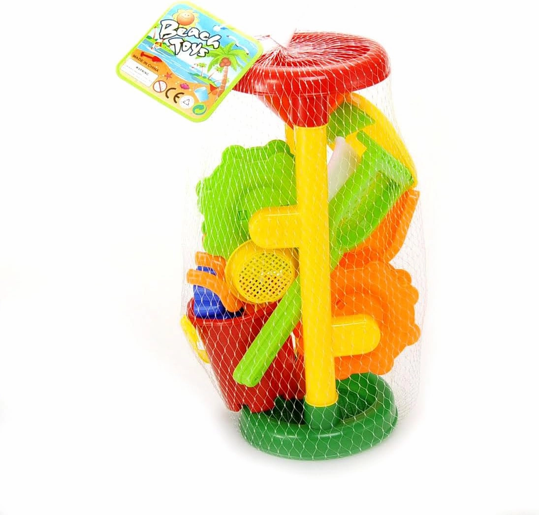 PowerTRC 2 Sets Sand Water Wheel Beach Toy Play Set for Kids | 3 Molds, Shovels, Bucket, Rakes & Sailboat (10 Pcs)
