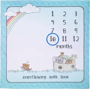 Precious Moments 223409 Overflowing with Love Fabric/Plastic Noah’s Ark Milestone Blanket