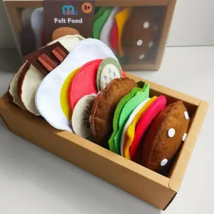 Pretend Play Food Toy Set for Kids,13-Piece Hamburger and Sandwich Soft Pretend Food Playset for Kids,Felt Sandwich with Beef Steak,Vegetables for Toddlers 3 4 5 6 Years Old