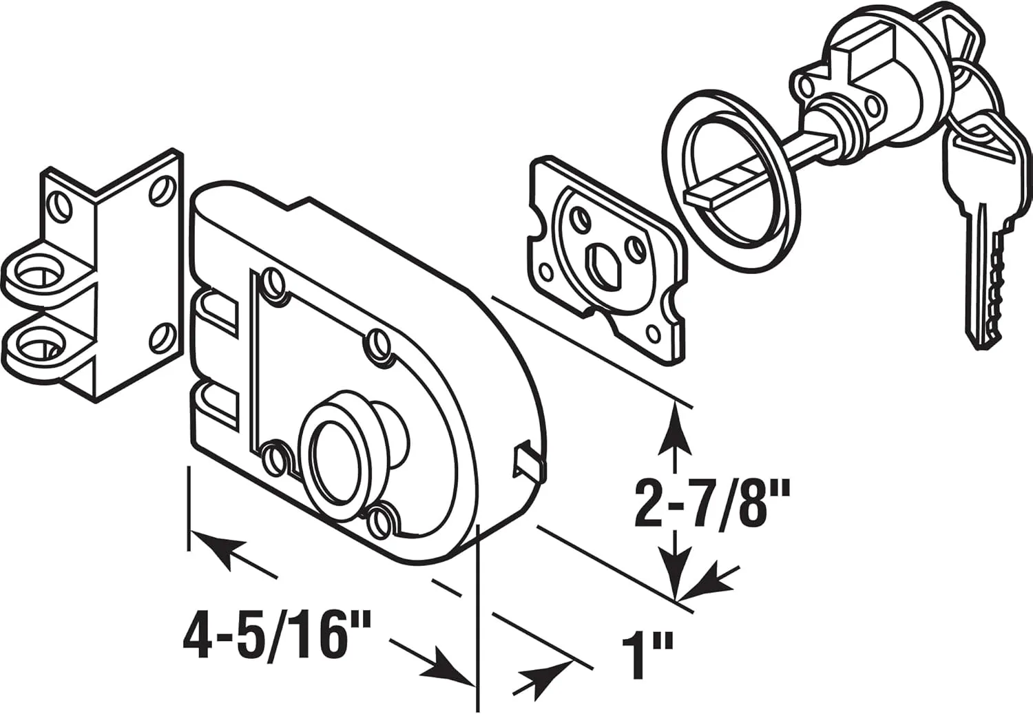 Prime-Line U 9970 Deadlock – Jimmy-Resistant Design Prohibits Forced Entry by Spreading of Door Frames – Single Cylinder Diecast Metal Lock With a Brass Finish and Angle Strike (Single Pack)
