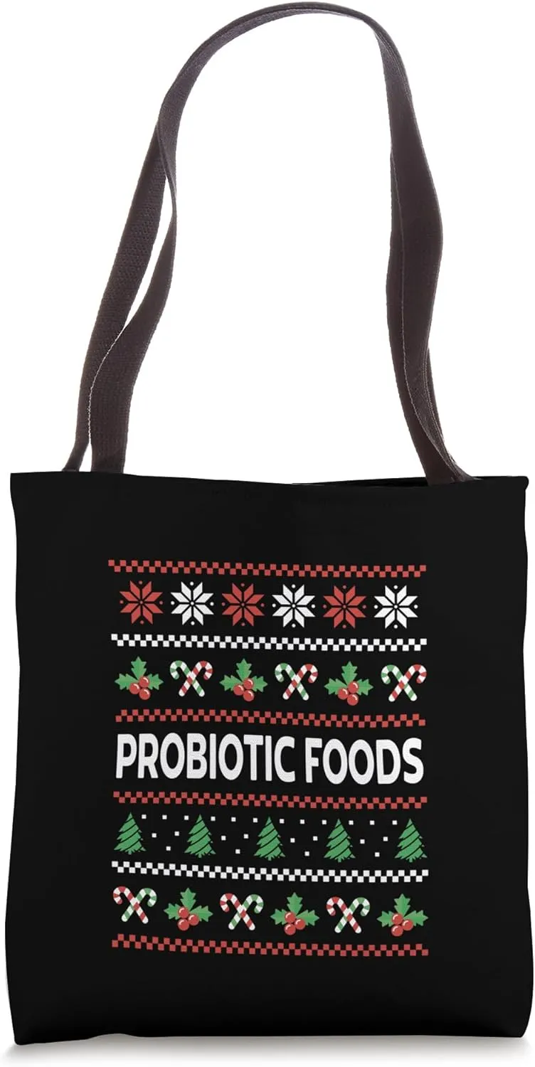 Probiotic Foods Ugly Christmas Costume Probiotics Gut Health Tote Bag