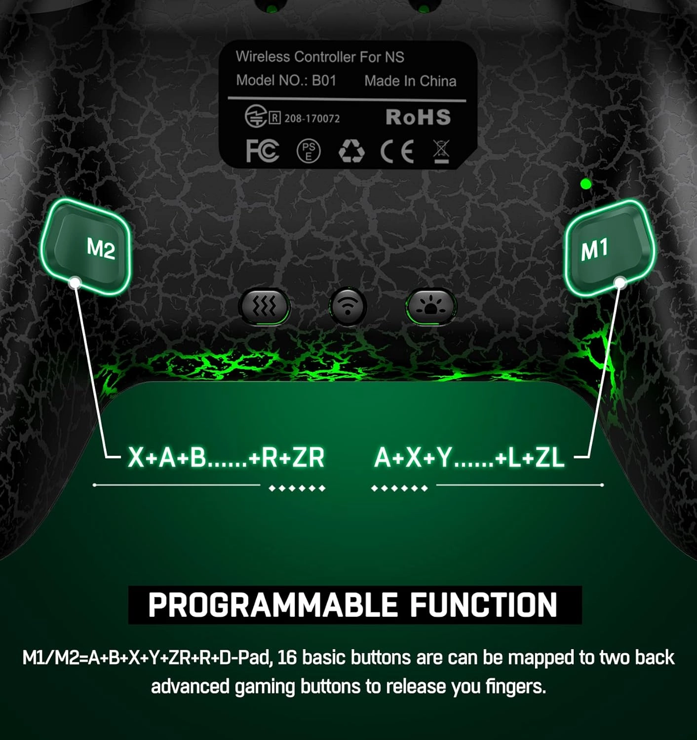 Programmable Switch Controller with Wireless USB Receiver for Nintendo Switch/Lite/OLED, Wireless Switch Controllers with a Mouse Touch Feeling for PC/Android/iOS, Switch Pro Controller with Turbo, Wake-up