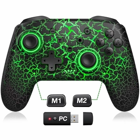 Programmable Switch Controller with Wireless USB Receiver for Nintendo Switch/Lite/OLED, Wireless Switch Controllers with a Mouse Touch Feeling for PC/Android/iOS, Switch Pro Controller with Turbo, Wake-up