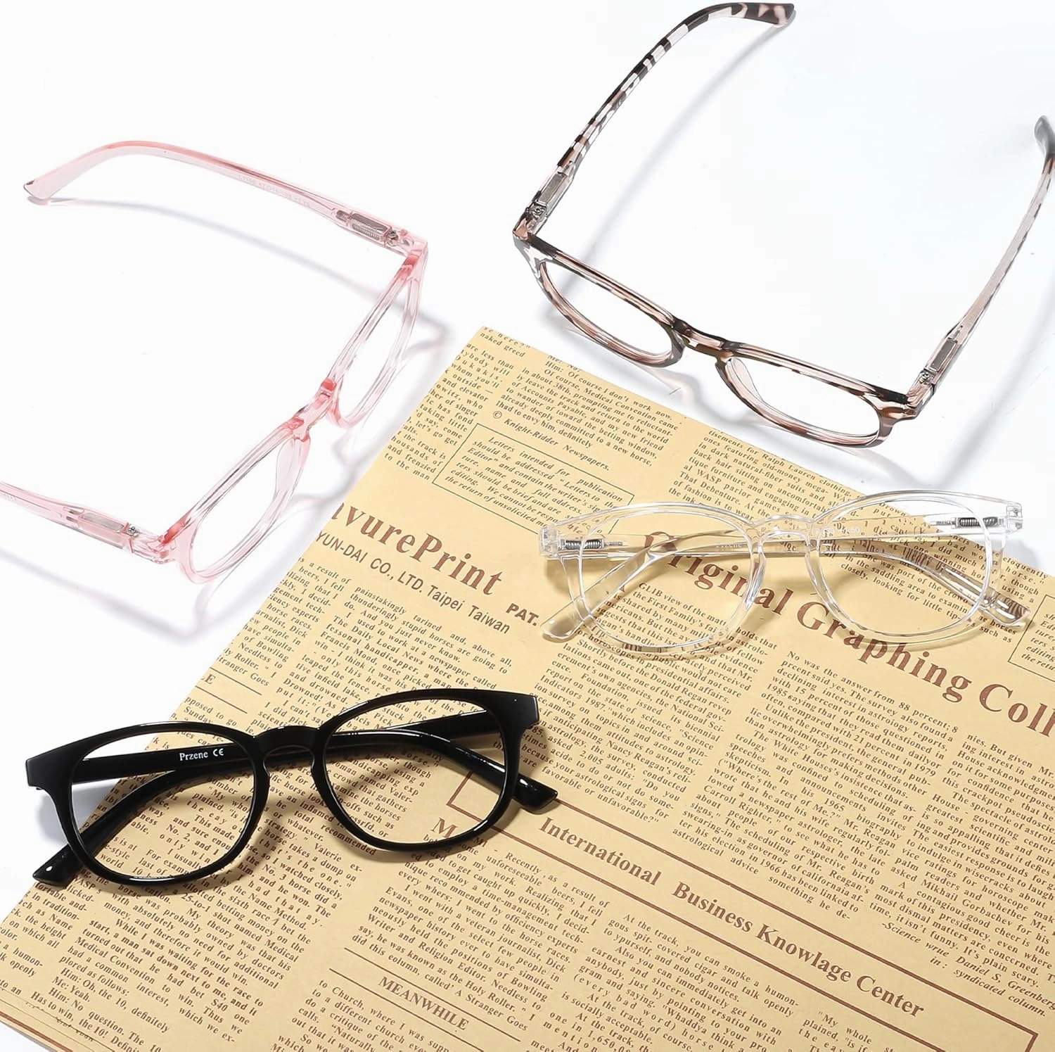 Przene Reading Glasses for Men Women Blue Light Blocking Readers Spring Hinges Lightweight Style Pack