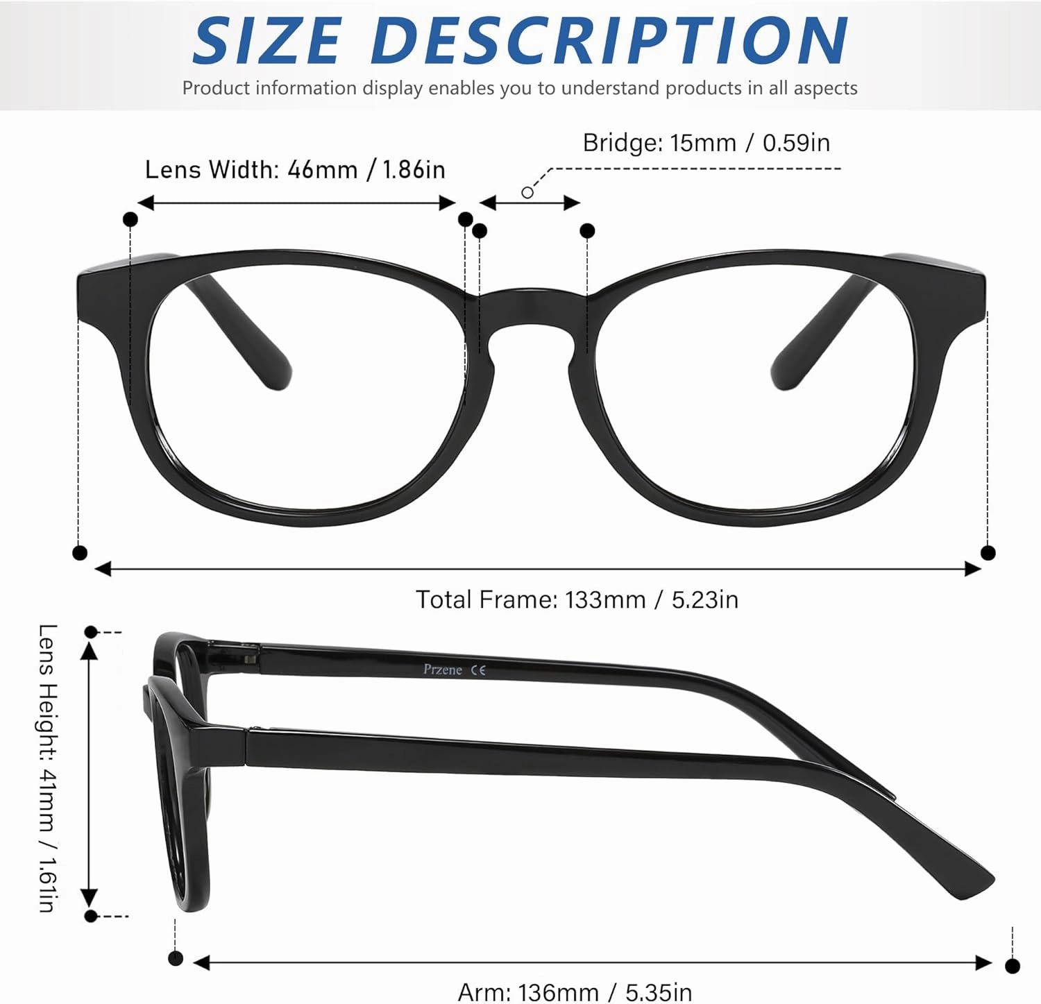 Przene Reading Glasses for Men Women Blue Light Blocking Readers Spring Hinges Lightweight Style Pack
