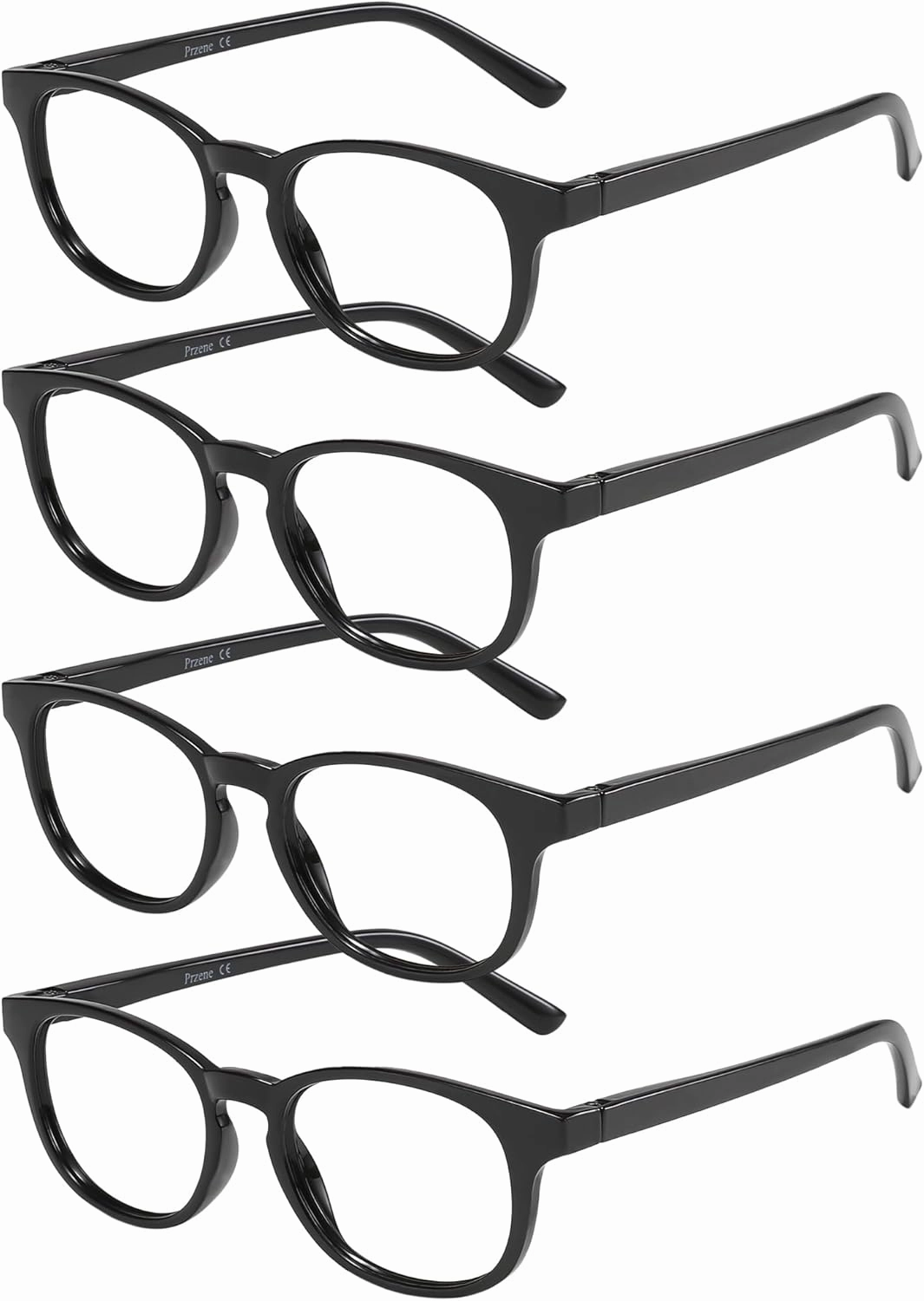 Przene Reading Glasses for Men Women Blue Light Blocking Readers Spring Hinges Lightweight Style Pack
