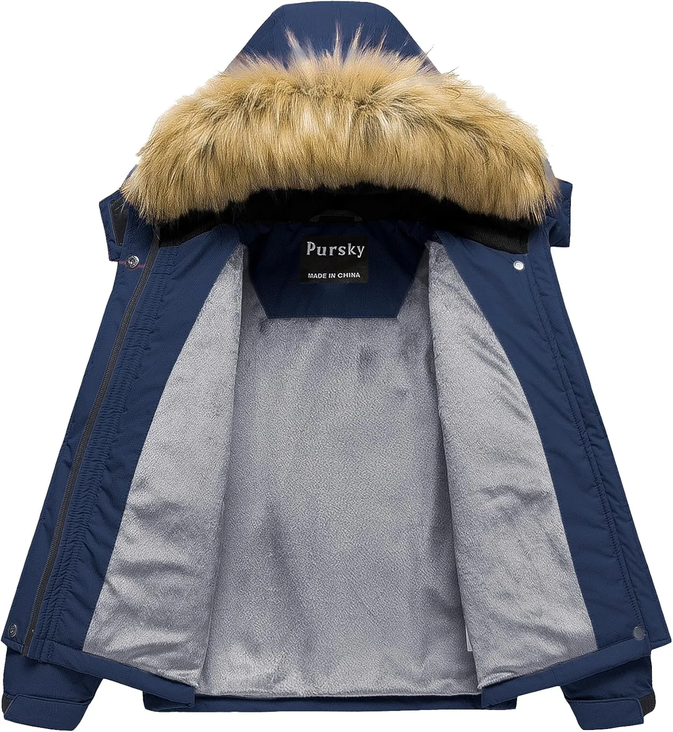 Pursky Girl's Waterproof Ski Jacket Kids Winter Snow Coats Fleece Raincoat Parka