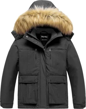 Pursky Girl's Waterproof Ski Jacket Kids Winter Snow Coats Fleece Raincoat Parka